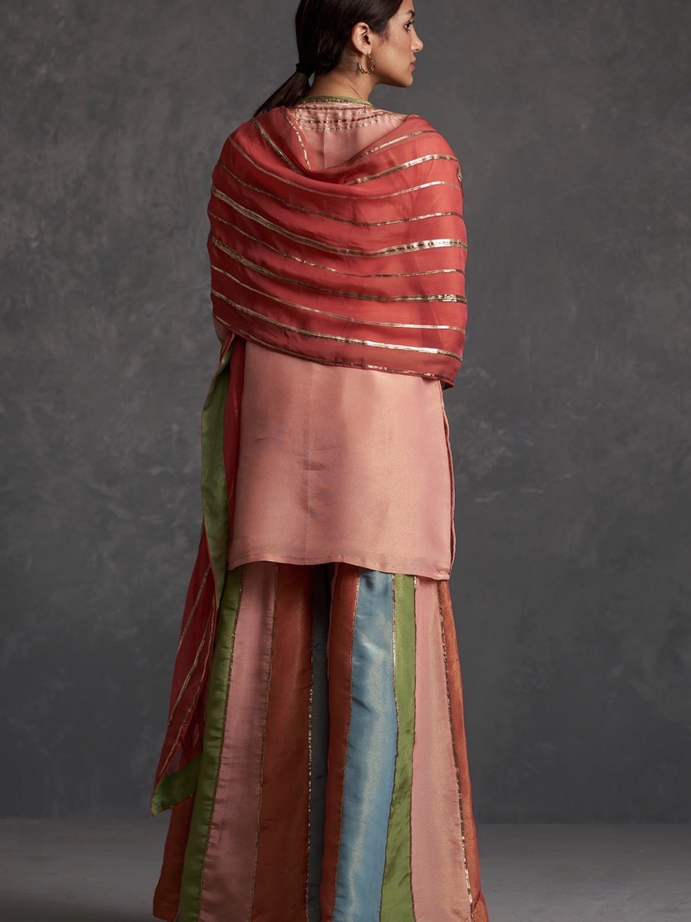 Multicolor Tissue Silk Sharara Set - Picture 2 of 4